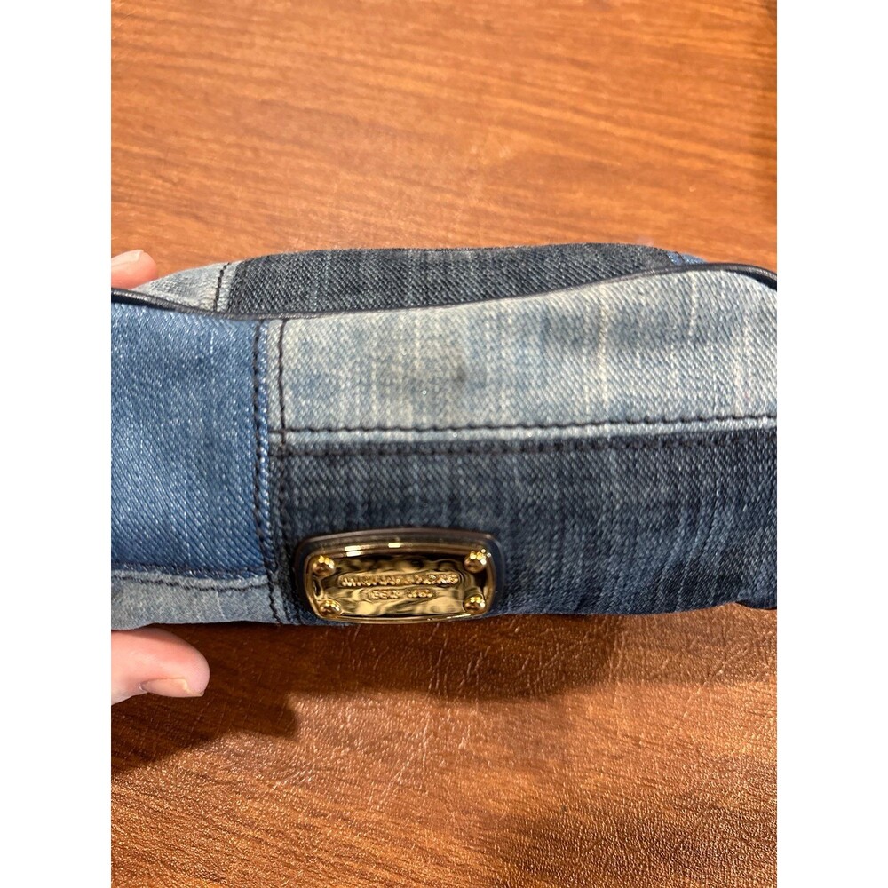 Michael Kors Patchwork Multicolor Denim Zip Travel Pouch - Picture 6 of 8